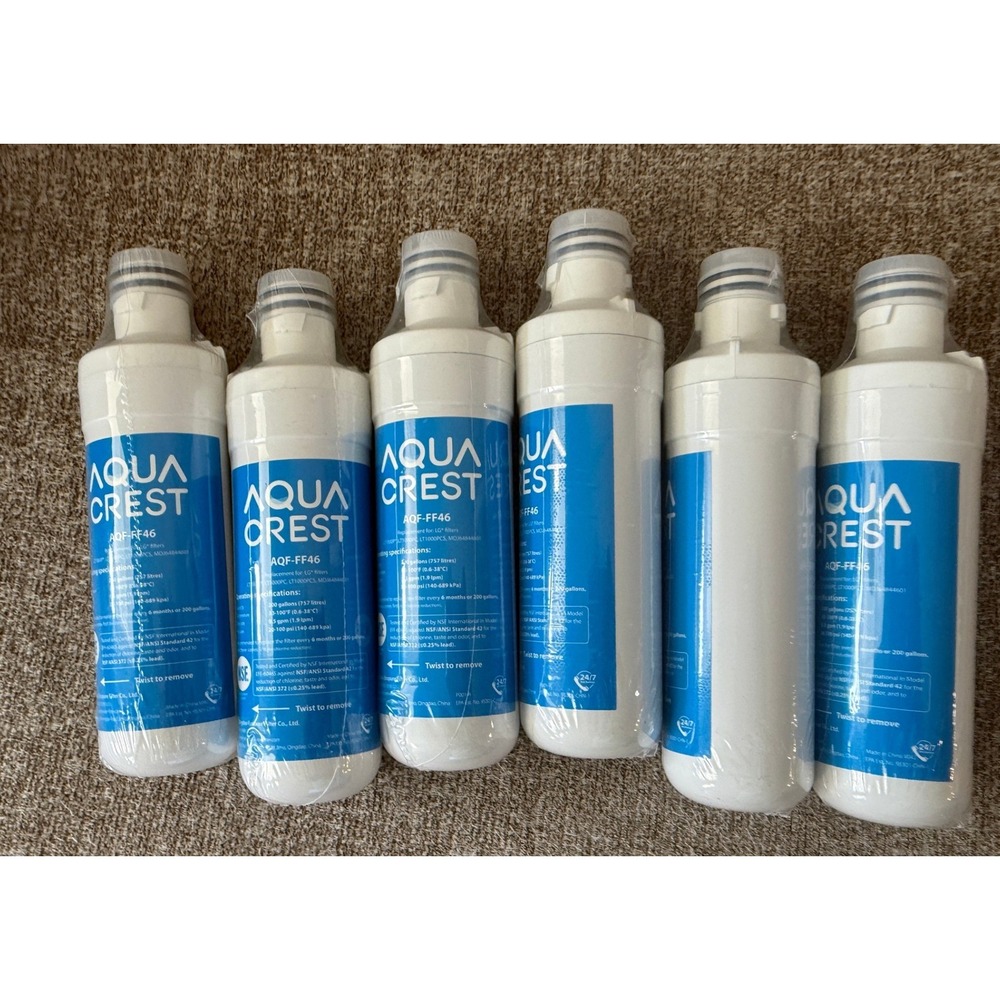 Aqua Crest AQF-FF46 Refrigerator Water Filter 6 Pack for LG Sealed